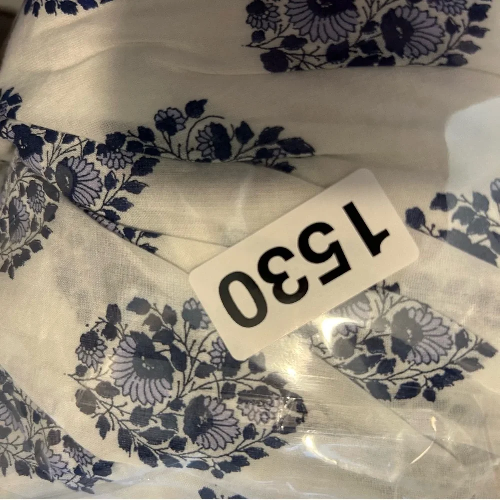 Crew Cuts J.Crew girls Dress Girls 10 indigo blue white puff sleeves batik print - Picture 12 of 13